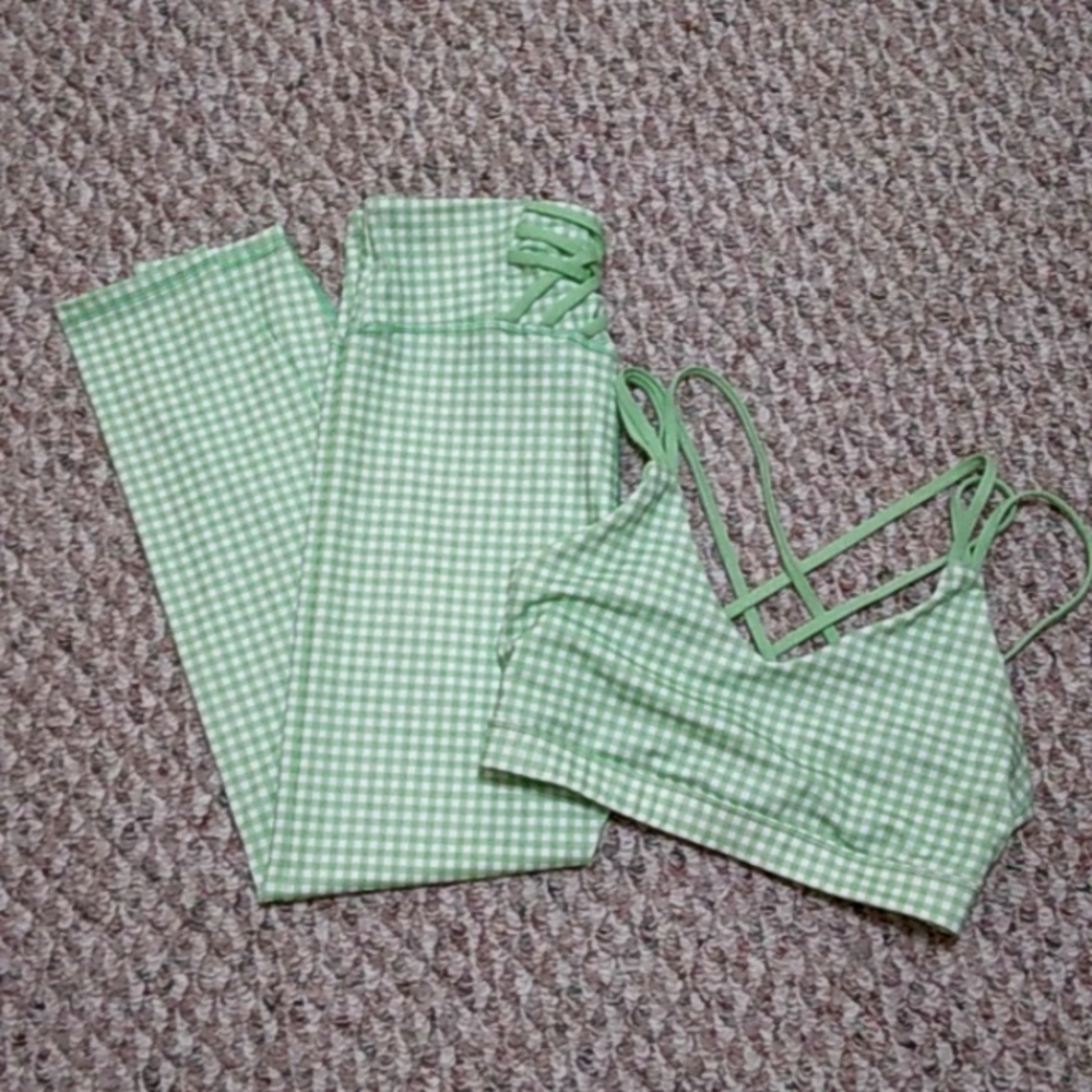 Gingham leggings and sports bra set